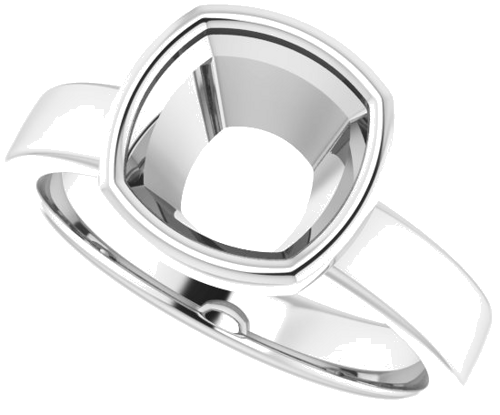 14K White 8 mm Cushion Solitaire Engagement Ring Mounting (5)