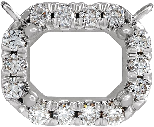 Pakabukas „French-Set Halo-Style“ 14k white gold Emerald 7mm x 5mm (1)