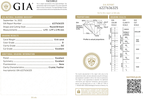 0.44 carat D-SI2 Excellent cut Natūralus Round Deimantas (1)