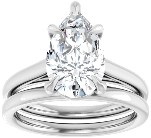 Sužadėtuvių Žiedas „Claw-Pong“ 14k white gold Pear 12mm x 7.5mm (8)