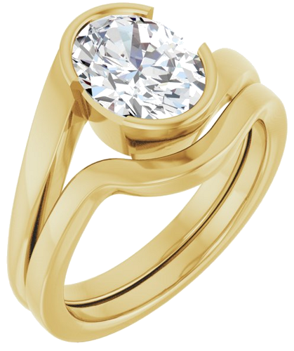 Sužadėtuvių Žiedas „Half-Bezel Solitaire“ 14k yellow gold Oval 9mm x 7mm (6)