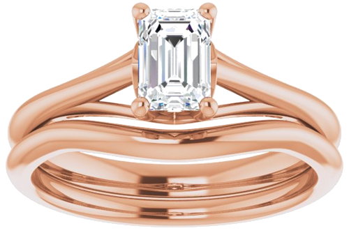 Sužadėtuvių Žiedas „Solitaire“ 14k rose gold Emerald 6mm x 4mm (8)