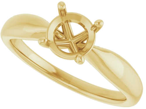 14K Yellow  6.5 mm Round Solitaire Engagement Ring Mounting (5)