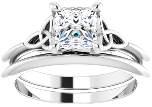 Sužadėtuvių Žiedas „Solitaire Celtic-Inspired“ 14k white gold Square 5.5mm (8)