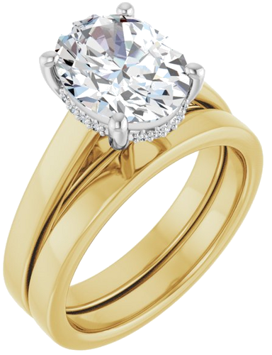 Sužadėtuvių Žiedas „Hidden Halo-Style“ 14k yellow/white gold Oval 10mm x 8mm (6)