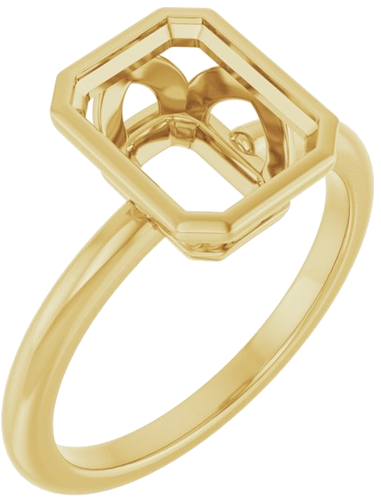 Sužadėtuvių Žiedas „Bezel-Set“ 10k yellow gold Emerald 9mm x 7mm (1)