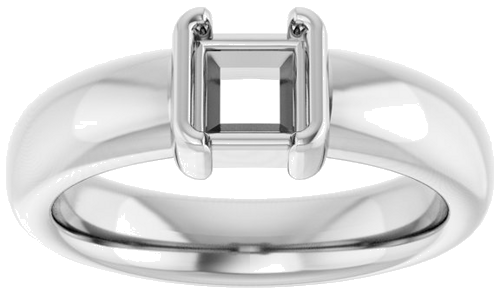Sužadėtuvių Žiedas „Half-Bezel Solitaire“ 14k white gold Square 5mm (3)