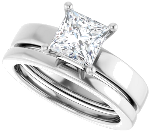 Sužadėtuvių Žiedas „Solitaire“ 585 Baltojo Aukso Square 6mm (10)