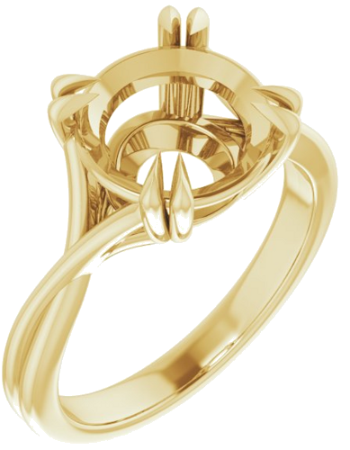 Sužadėtuvių Žiedas „Double Claw-Prong Solitaire Criss-Cross“ 14k yellow gold Round 10mm (1)