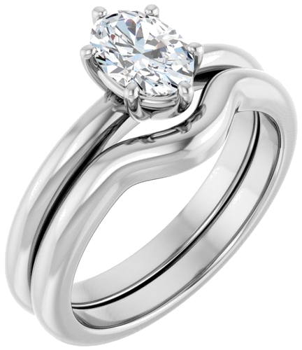 Sužadėtuvių Žiedas 14k white gold Oval 7mm x 5mm (6)