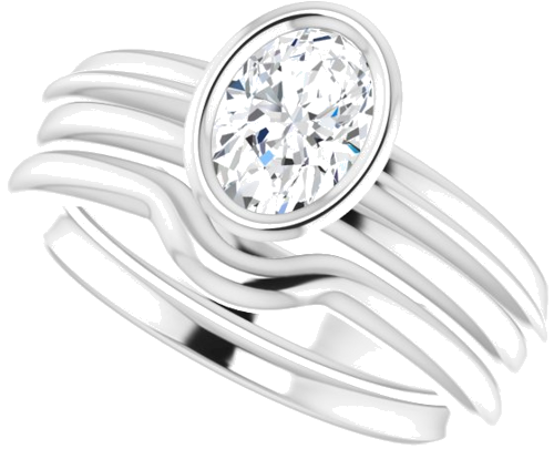 Sužadėtuvių Žiedas „Bezel-Set Solitaire“ 925 Sidabro Oval 7mm x 5mm (10)