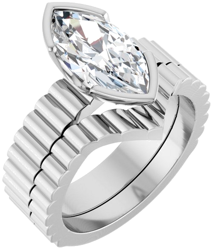 Sužadėtuvių Žiedas „Half-Bezel Solitaire“ 10k white gold Marquise 13mm x 6.5mm (6)
