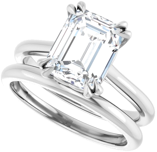 Sužadėtuvių Žiedas „Double Claw-Prong“ 14k white gold Emerald 9mm x 7mm (10)