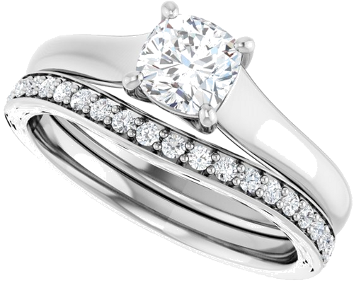 Sužadėtuvių Žiedas „Solitaire“ 10k white gold Cushion 5mm (17)