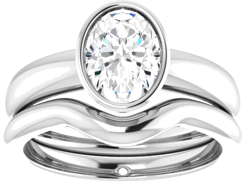 14K White 8x6 mm Oval Engagement Ring Mounting (8)