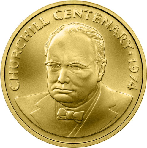 1974 Kaimanų salos Vinstonas Čerčilis 100 dolerių auksinė moneta (1)