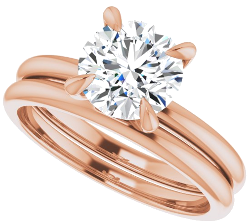 14K Rose  7.4 mm Round Solitaire Engagement Ring Mounting (10)