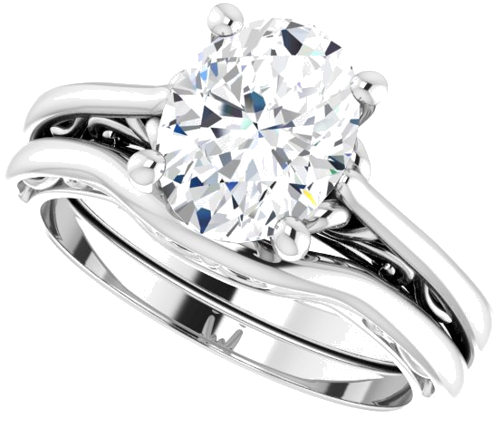 Sužadėtuvių Žiedas „Solitaire“ 14k white gold Oval 9mm x 7mm (10)