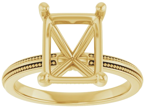 Sužadėtuvių Žiedas „Solitaire Milgrain“ 14k yellow gold Emerald 10mm x 8mm (3)