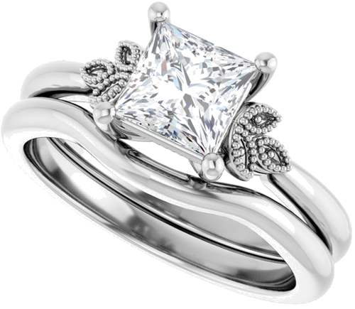 Sužadėtuvių Žiedas „Solitaire“ 10k white gold Square 5.5mm (10)