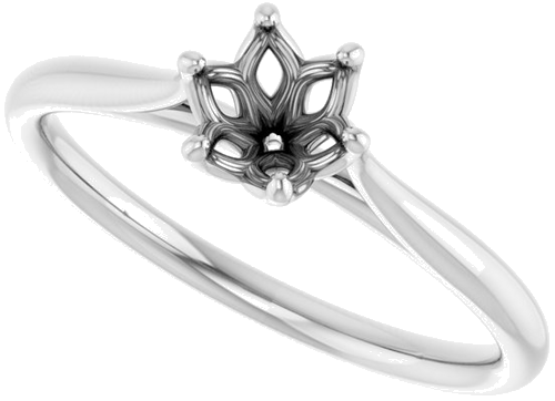 14K White 5.2 mm Round Engagement Ring Mounting (5)