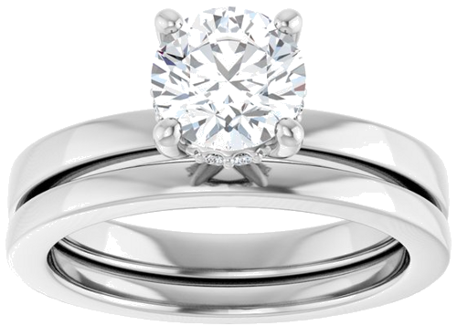 Sužadėtuvių Žiedas „Hidden Halo-Style“ 14k white gold Round 6.5mm (8)