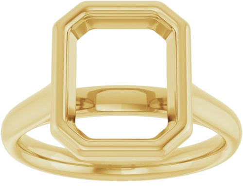 Sužadėtuvių Žiedas „Bezel-Set Solitaire“ 750 Geltonojo Aukso Emerald 10mm x 8mm (3)