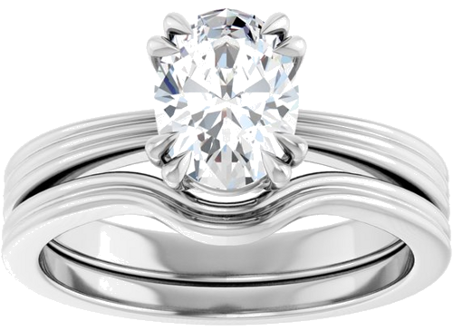 Sužadėtuvių Žiedas „Double Claw-Prong Solitaire“ 14k white gold Oval 8mm x 6mm (8)