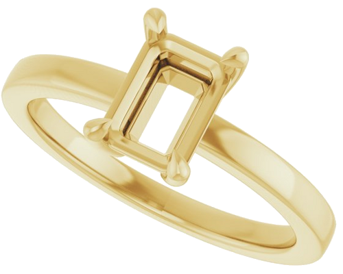 Sužadėtuvių Žiedas „Solitaire“ 585 Geltonojo Aukso Emerald 7mm x 5mm (5)