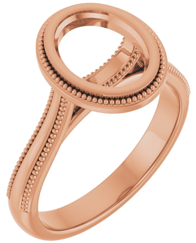 Sužadėtuvių Žiedas „Bezel-Set Solitaire“ 14k rose gold Oval 9mm x 7mm (1)