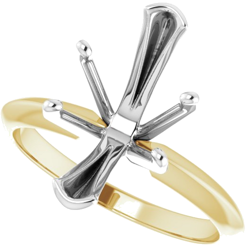 14K Yellow   White 6-Prong 15x7 mm Marquise V-End Solitaire Ring Mounting (5)