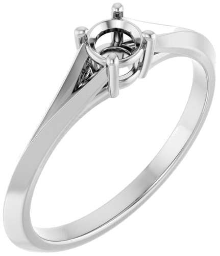 Sužadėtuvių Žiedas „Solitaire Split Shank“ 14k white gold Round 4.1mm (1)