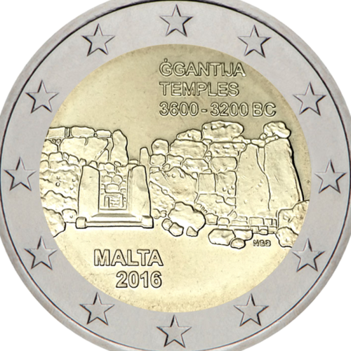 2016 Малта Ggantija Temple Монета от 2 евро (2)