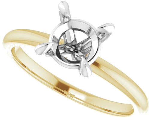 14K Yellow White 7 mm Round Engagement Ring Mounting (5)
