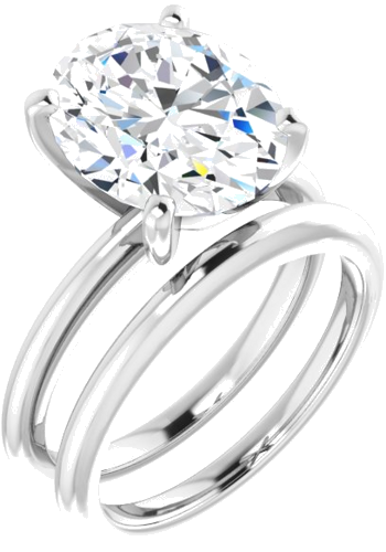 14K White  12x10 mm Oval Solitaire Engagement Ring Mounting (6)