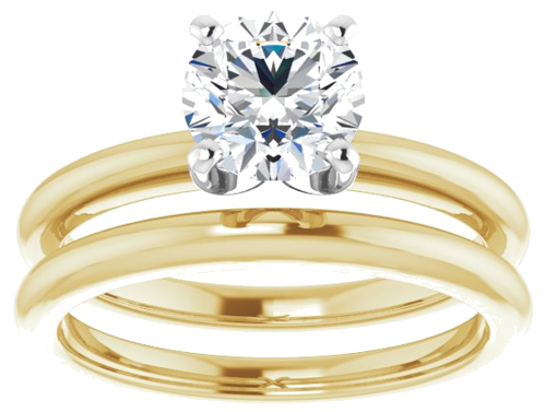 14K Yellow   White  6.5 mm Round Solitaire Engagement Ring Mounting (8)