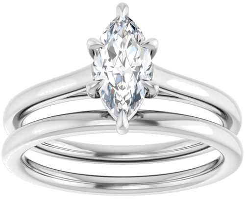 Sužadėtuvių Žiedas „Claw-Pong“ 14k white gold Marquise 9mm x 4.5mm (8)