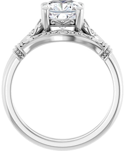 18K White 7 mm Cushion Solitaire Engagement Ring Mounting (7)