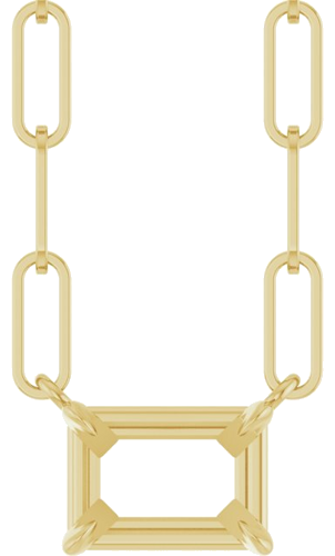 14K Yellow 7x5 mm Emerald 4-Prong Solitaire 18  Necklace (1)