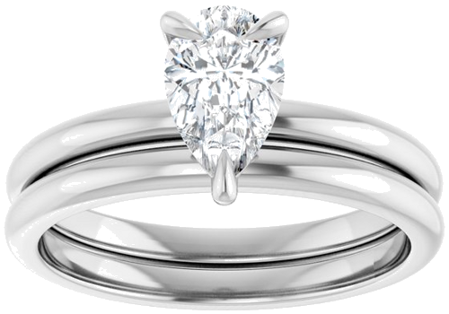 14K White  8x5 mm Pear Solitaire Engagement Ring Mounting (8)