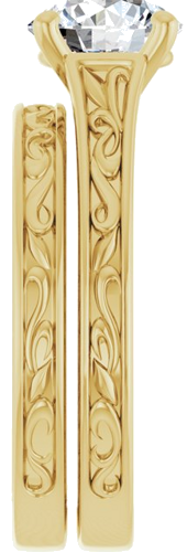 Sužadėtuvių Žiedas „Solitaire Scroll“ 10k yellow gold Round 7.4mm (9)