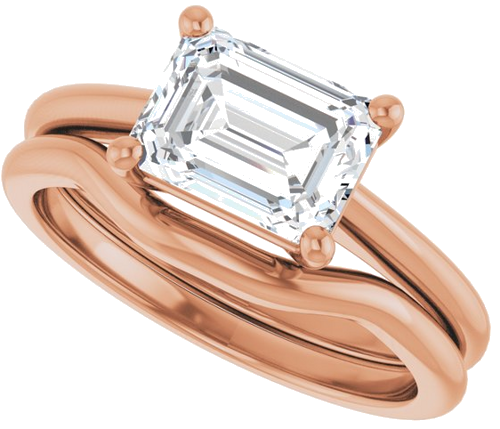 Sužadėtuvių Žiedas „Solitaire“ 14k rose gold Emerald 8mm x 6mm (10)