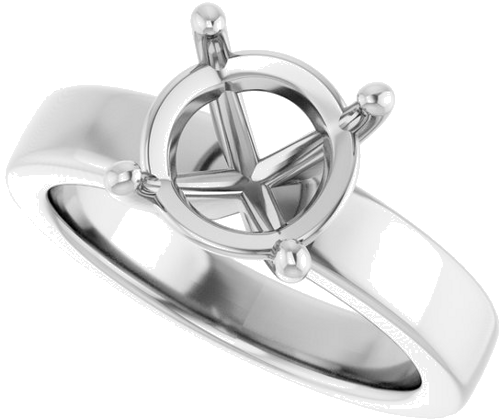14K White 9 mm Round Solitaire Engagement Ring Mounting (5)
