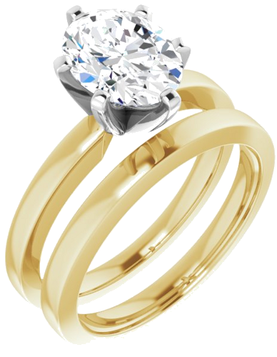 Sužadėtuvių Žiedas „Solitaire“ 585 Baltojo Ir Geltonojo Aukso Oval 9mm x 7mm (6)