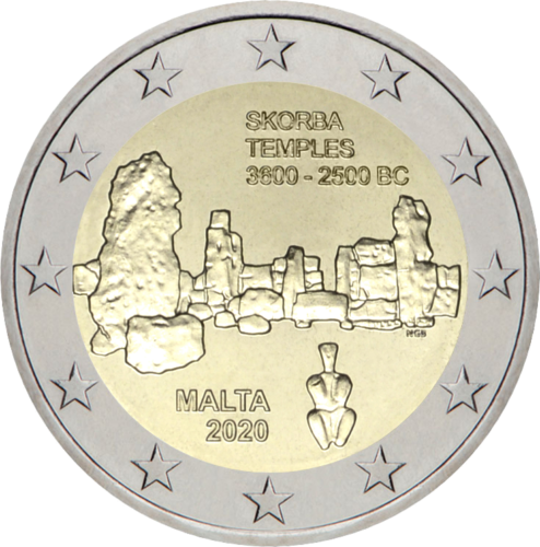 2020 Мальта Храмы Скорба монета 2 евро BU в карточке (2)