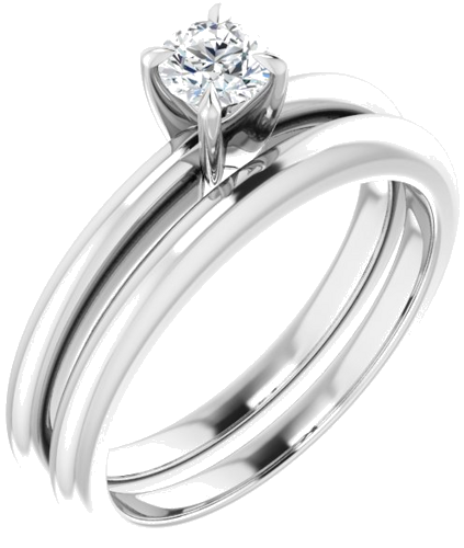 14K White 4.1 mm Round Solitaire Engagement Ring Mounting (6)