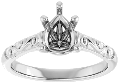 Sužadėtuvių Žiedas „Solitaire“ 585 Baltojo Aukso Pear Shape 8mm x 6mm (3)