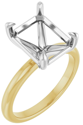 14K Yellow White 11x9 mm Emerald Solitaire Engagement Ring Mounting (1)