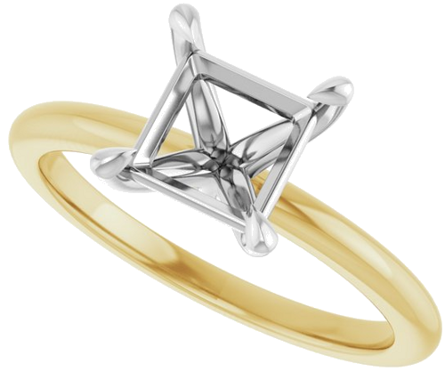 Sužadėtuvių Žiedas „Claw-Prong“ 14k yellow/white gold Square 6mm (5)
