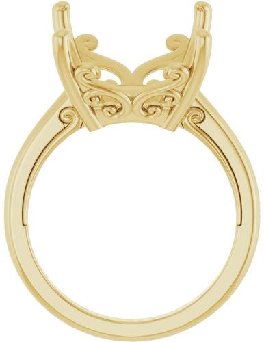Sužadėtuvių Žiedas „Solitaire Vintage-Inspired Scroll“ 14k yellow gold Emerald 18mm x 13mm (2)